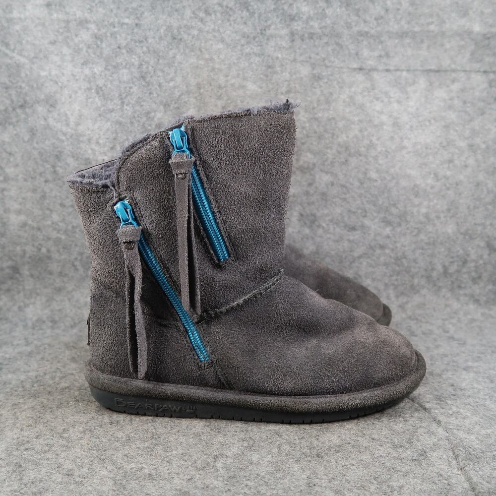 Bearpaw Shoes Youth 3 Boots Mimi Winter Shearling Pull On Suede Wool Blend Kids